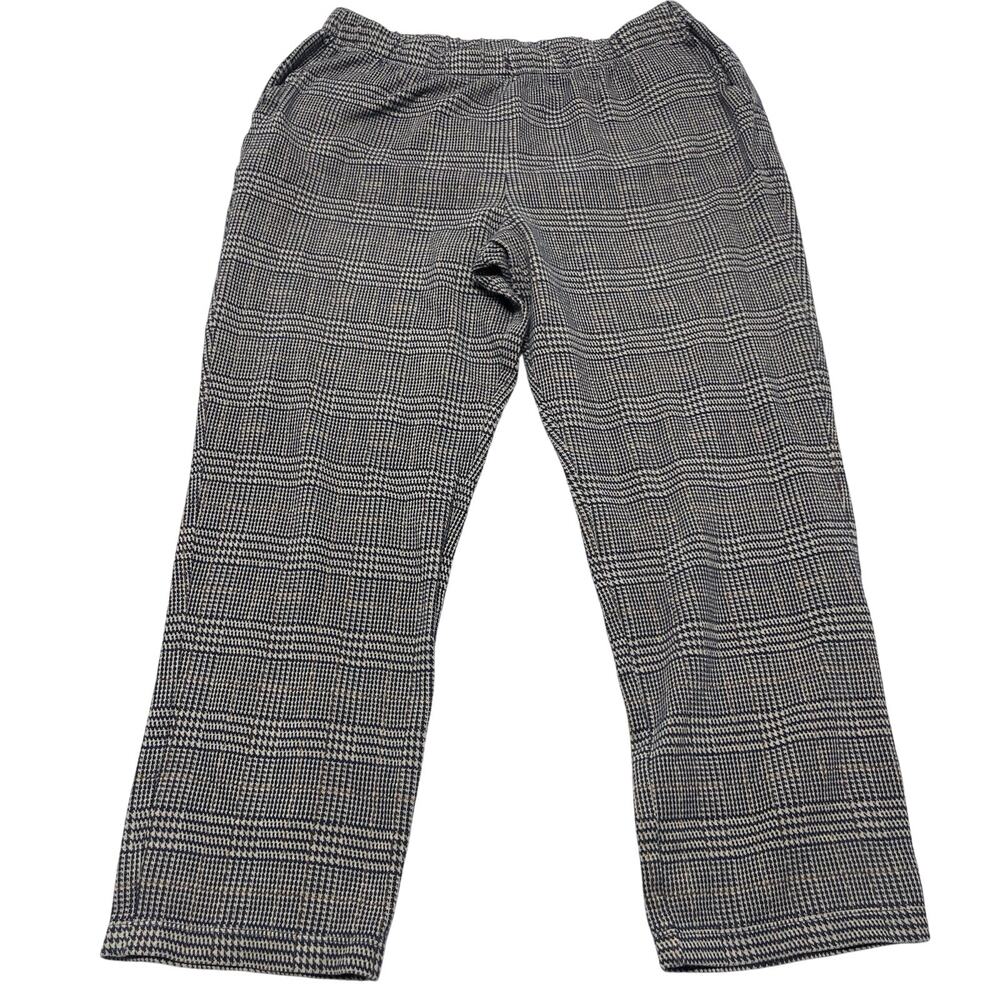 Lands' End Pants Women's 14 Mid Rise Pull On Chino Ankle Blue Plaid